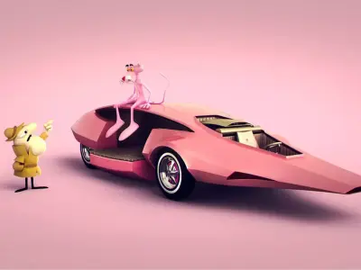 Pink Panther Car Low-poly 3D model