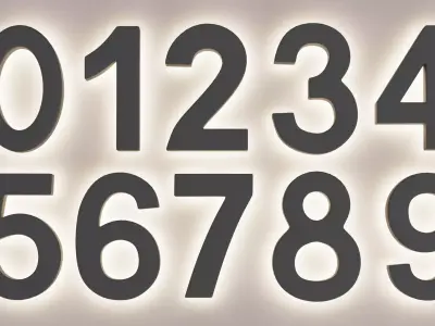 Illuminated Numbers - Light Digits Wall Set Low-poly 3D model