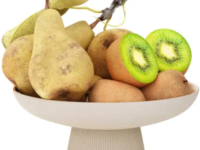 bowl of pearls and kiwi fruit 3D model
