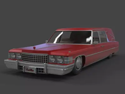 Old Black hearse Car 3D model