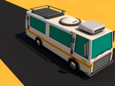 lowpoly camper van trailer SUV RV Low-poly 3D model