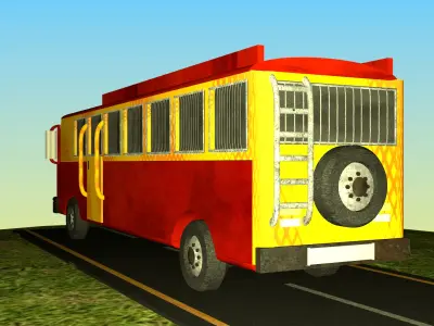 Indian Bus Model Type 3 Free low-poly 3D model