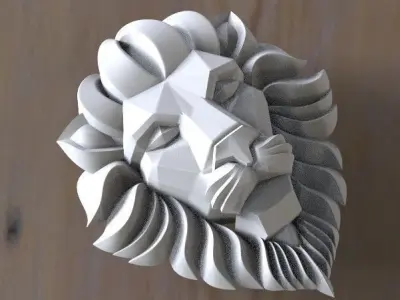lion head Low-poly 3D model