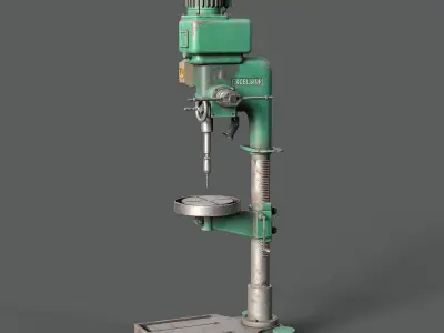 Old press drill  Low-poly 3D model