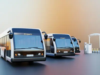 Unbranded Electric Bus- Pack 3D model