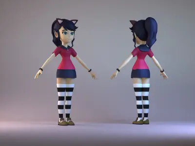 woman girl body glamour fashion cartoon character sport 3D model