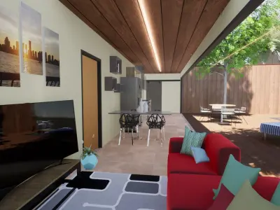 3D dddd living room with pool Free 3D model