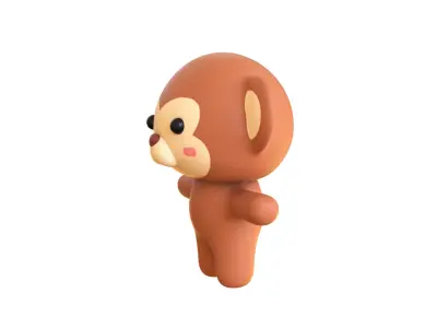 Character008 Chubby Monkey Low-poly 3D model