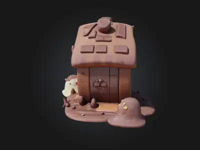 Chocolate Ghost House  A Sweet and Spooky Delight 3D model