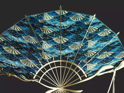 golden war fans model Low-poly 3D model