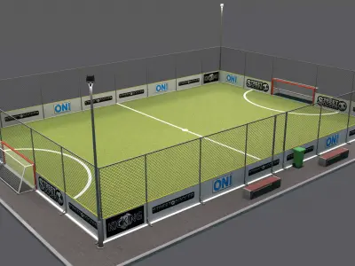 LowPoly Street Soccer  Football Field Low-poly 3D model
