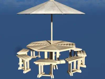 umbrella chair furniture decor garden 3D model
