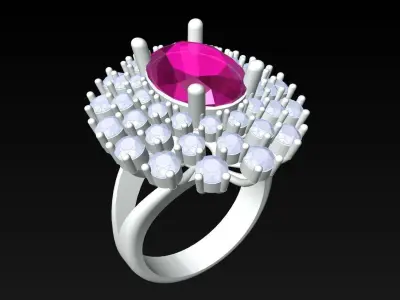 Oval Stone Ring - Womens Rings - N3968 3D print model