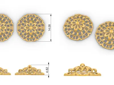 Flower Mandala Pendant Set With Ring 3D print model
