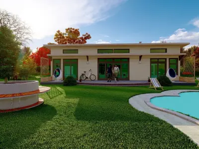 Simple Wood 3d and 2d House plan  Low-poly 3D model