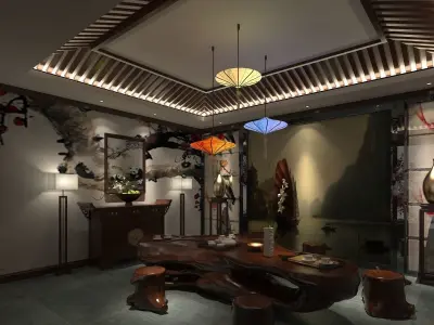 Chinese Red Lantern room 3D model