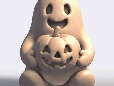 Cute Ghost with Pumpkin 3D print model