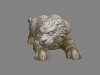 A Crouching Stone Tiger Sculpture Low-poly 3D model