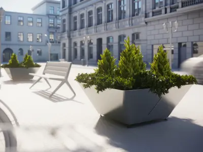 Lush green bush in planter 3D model