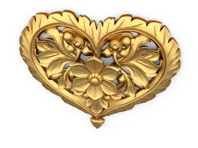 Heart decorative ornament onlay cnc 3d printing stl 03 3D print model
