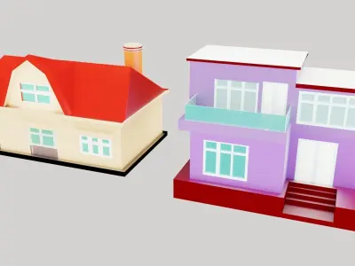Cartoon House Free low-poly 3D model buy
