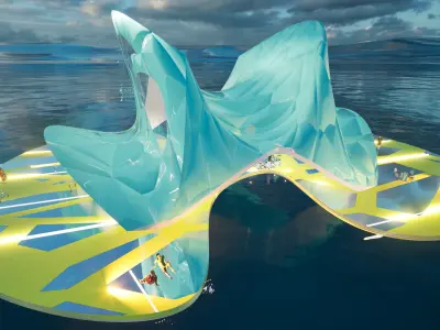 parametric butterfly-shaped building 3D model