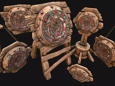 Medieval Wooden Combat Target  Shooting Range Furniture Low-poly 3D model