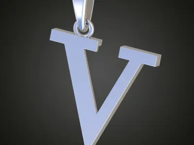 V Letter Pendant model 3D 0226 printable model Free 3D print model