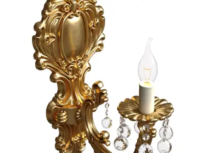 Golden Sconce in classic style with crystals Crystal Wall lamp 3D model