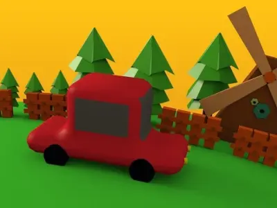 car animation Low-poly 3D model
