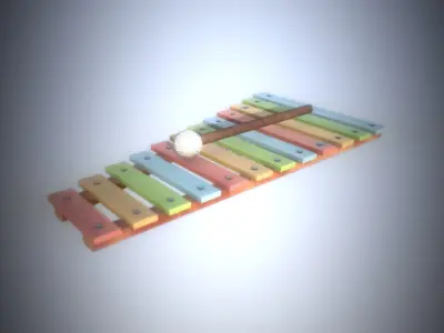 Low Poly Xylophone And Mallet Low-poly 3D model