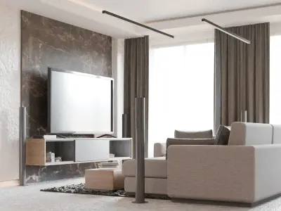 Modern Living room Low-poly 3D model