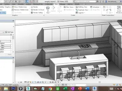 Revit modern kitchen cabinet families 3D model
