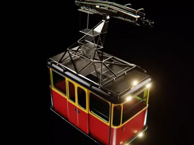 80s Cable car Low-poly 3D model