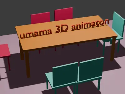 table with 6 chairs  Low-poly 3D model