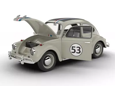 Volkswagen Beetle Herbie 1963 HQ 3d model 3D model