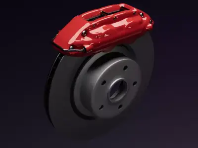 4 piston disc brakes Low-poly 3D model