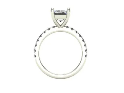 emerald cut engagement ring 3D print model