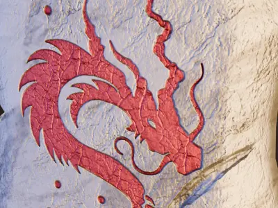 Sword with dragon engraving Free low-poly 3D model