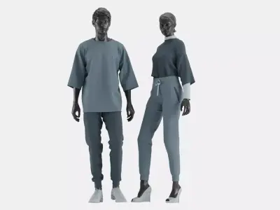 Sport Clothes Couple Set 03 3D model