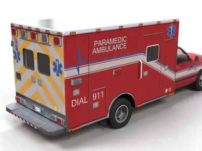 Dodge Ram Paramedic 911 Ambulance  Low-poly 3D model