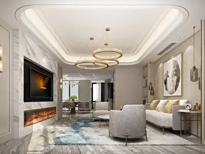 Luxury living room interior 3D model