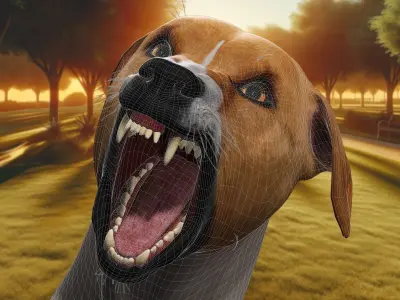 Labrador Home Defender 3D Happy  Pet Dog  Low-poly 3D model