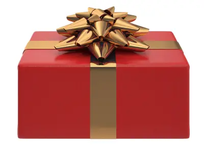 Present gift box with gold bow 3D model
