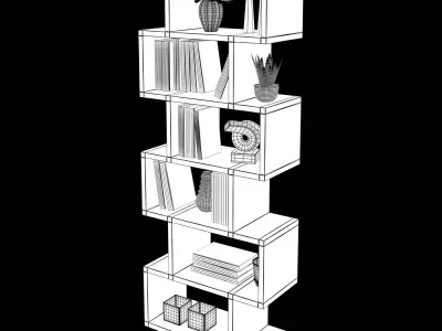 Decoration set bookcase 3D model