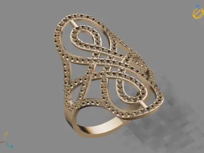 Vintage Womens Diamond Ring Women Rings 3dmodels 3D print model 3D print model 26