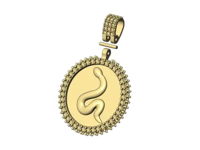 Iced snake diamond pendant with bail 3D print model