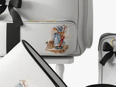 Set of luxury bags backpack and wallet 3D model