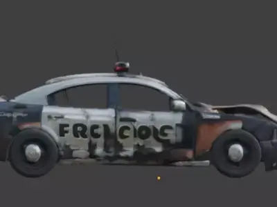 Wrecked Police Car Post Apocalyptic 3D Model Low-poly 3D model