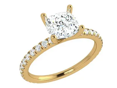 Cushion Diamond Ring 3828 Free 3D print model